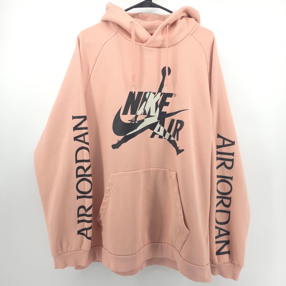 Jordan Mens Hoodie Nike Air Jumpman Alphabet XL Pink Graphic Pullover Streetwear